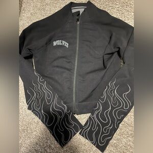 Darc Sport Black Long Sleeve Tee with White Flames